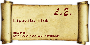Lipovits Elek névjegykártya